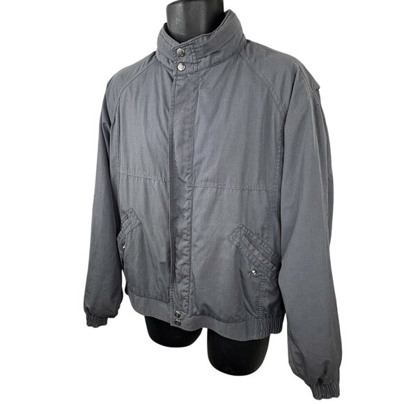 VTG 90s London Fog Full Zip Gray Jacket With Hood Removable Lining Men’s 44R - Picture 1 of 16